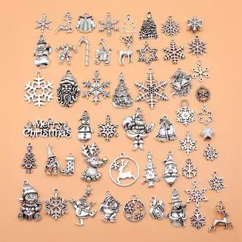 53 шт./компл. Рождественские снежинки Лось Снеговик Санта-Клаус Рождественская елка Подвески Принадлежности для ювелирных изделий? марочный