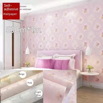 53 см * 100 см обои Самоклеящиеся обои для спальни с героями мультфильмов, украшения комнаты, 3d наклейки на стену, розовые детские наклейки из нетканого материала 53cm*1m
