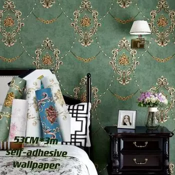 53 см * 3 м большие цветочные обои для спальни, гостиной, ТВ-фона, самоклеящиеся обои, нетканые тканевые наклейки на стену 53cm*3m