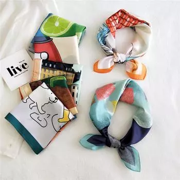 53 см шелковый шарф небольшой квадратный шарф универсальный для женщин весна и осень тонкий дизайн модный и стильный декоративный шарф профессиональный полет 53*53cm