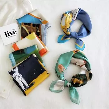 53 см шелковый шарф небольшой квадратный шарф универсальный для женщин весна и осень тонкий дизайн модный и стильный декоративный шарф профессиональный полет 53*53cm