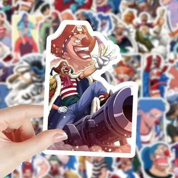 53 водонепроницаемых забавных и креативных мультяшных наклейки с изображением багги из One Piece, которые идеально подходят для самостоятельного украшения рабочих столов, мобильных телефонов и рукописных журналов [high definition printing]