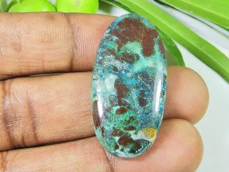 53Cts. Натуральный хризоколла кабошон россыпью драгоценный камень для ювелирных изделий 20X39X06 мм SK-1042