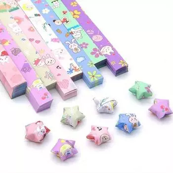 540/560 листов бумажных полосок со звездами оригами с 8 различными рисунками милых мультяшных оригами для поделок своими руками, школьного обучения, бумага со звездами оригами 540 Sheets(27 Colors Mixed)