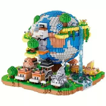 5452 шт., строительные блоки «Глобальная деревня», головоломка высокой сложности, сборка модели, кирпичи, игрушки, настольный дисплей, украшения, подарки для детей No Box синий/зелёный