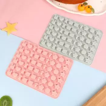 54 Cavities DIY Mini Fruit Animal Silicone Mold Non-stick Chocolate Ice Cube Tray Dropper Candy Fudge Jelly Baking Mould синий