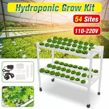54 отверстия Гидропонная система для выращивания на трубах Глубоководная культура Посадочный ящик Садоводческая система Рассадный горшок Гидропонная стойка 110-220В