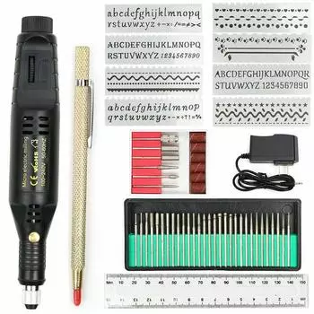54 шт., электрическая микрограверная ручка, мини-набор инструментов для гравировки DIY для металлического стекла