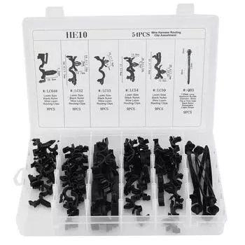 54 шт. Ассортимент жгутов проводов кузова автомобиля, зажим для прокладки проводов, изогнутый зажим для кабелепровода