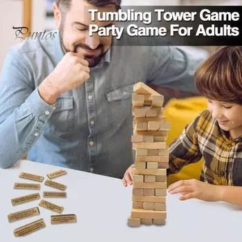 54 шт./компл. Падающая башня из блоков, игра для питья, деревянная многопользовательская игра для взрослых, интерактивная игра для укладки напитков, вечеринка, предметы первой необходимости A
