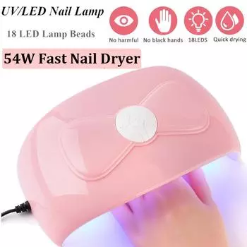 54 Вт УФ-светодиодная лампа для ногтей, 18 шт. светодиодов для маникюра, гель-сушилка для ногтей, лампа для сушки лака, 60 s/90 s/120 s, автоматический датчик времени, маникюрные инструменты для женщин, красота