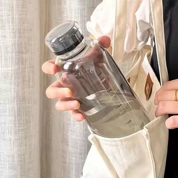550/750 мл большая стеклянная бутылка для воды со шкалой времени бутылка для сока молока стеклянный стакан с трубочкой 2 крышки прозрачная бутылка 1 Pc