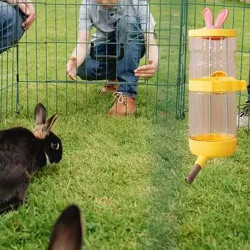 550 мл/950 мл поилка для воды для кошек, большая емкость, простая установка, крышка для домашних животных, кроличьи уши, клетка для собак и кошек, подвесная бутылка для воды, домашнее животное S лимонно-желтый