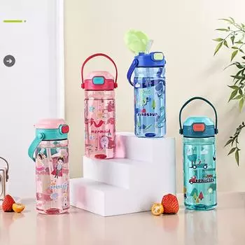 550 мл детская пластиковая чашка с рисунком из мультфильма с соломинкой, портативные герметичные бутылки для воды для студенческого чайника, детская чашка для воды, бутылка для питья 550ML