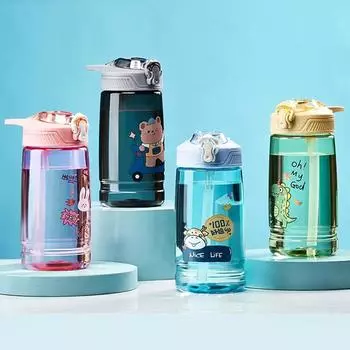 550 мл пластиковая чашка с динозавром, детские бутылки с водой из мультфильма с соломинкой, студенческая детская чашка для воды, портативная бутылка для питья, посуда для напитков 550ML