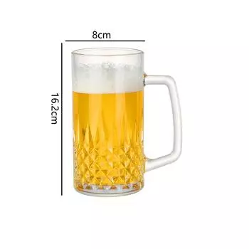 550 мл прозрачная пивная кружка барный бокал для крафтового пива креативная посуда для напитков бокал для вина с алмазной резьбой толстое дно чайная кружка с ручкой 1pcs