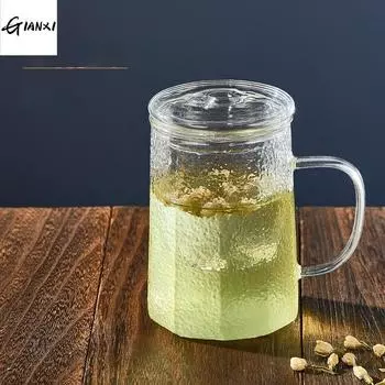 550 мл Прозрачная ручка Стеклянные чашки для дома и кухни Кофейная кружка Посуда для напитков Стеклянная посуда Ароматизированная чашка для чая Посуда для питья 550ML