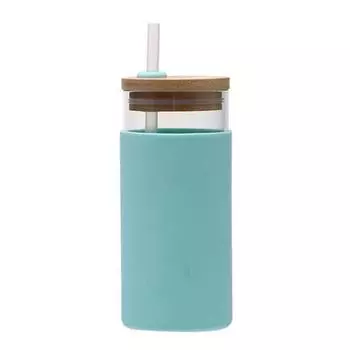 550 мл прозрачная стеклянная кружка с соломенной крышкой и деревянной крышкой стеклянная бутылка для воды