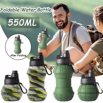 550 мл силиконовая складная бутылка для воды портативная спортивная фитнес-чашка для воды креативная питьевая бутылка для путешествий на открытом воздухе посуда для питья 550ML