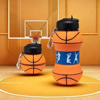 550 мл складные детские бутылки для воды для футбола/баскетбола, портативная спортивная бутылка для воды, герметичная силиконовая чашка для воды в форме футбола 500-550ml