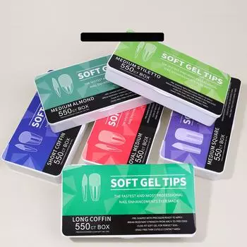 550 шт. мягких гелевых типсов 11 размеров, ультратонкие полуматовые накладные типсы с коробкой для