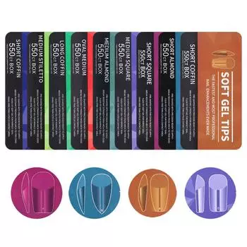 550 шт. накладных ногтей с полным покрытием, полуматовые искусственные типсы для маникюра, предварительно сформированные накладные ногти для самостоятельного дизайна ногтей medium stiletto