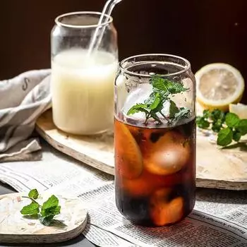 550ml/350ml Glass Cup With Lid and Straw Transparent Bubble Tea Cup Juice Glass Beer Can Milk Mocha Cups Breakfast Mug Drinkware 350-500ml