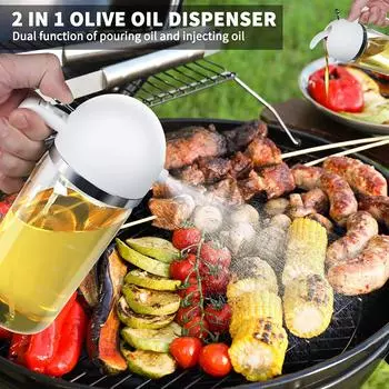 550ML Dual-purpose Fuel Spray Bottle Large Capacity Oil Spray Bottle Air Fryer Glass Oil Dispenser Kitchen Tools чёрный