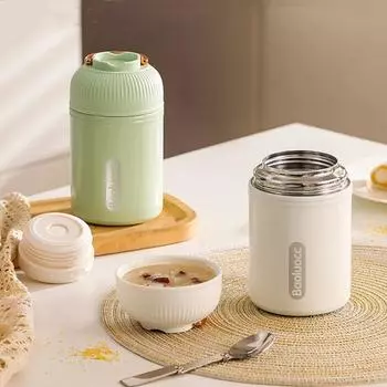 550ml Fashion Stainless Steel 316 Braised Flask Thermal Lunch Box Stew Beaker Girl Student Leak-Proof Vacuum Flask Tumbler 550ml зелёный