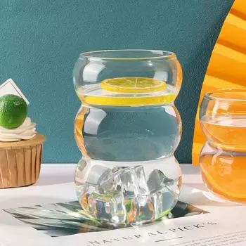 550ml Japanese Ribbed Glass Cup Milk Juice Coffee Glass Mug Transparent Mug Beer Ins Water Drinking Cup Kitchen Water Container 550ML