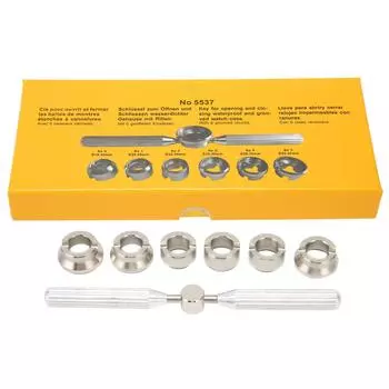 5537 Открывалка для часов из нержавеющей стали Профессиональная открывалка для часовых корпусов с 6 шт.