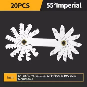 55/60 градусов резьбовой калибр метрический имперский зубчатый винт калибры шага углеродистая сталь измерительный инструмент метчик измерение резьбы