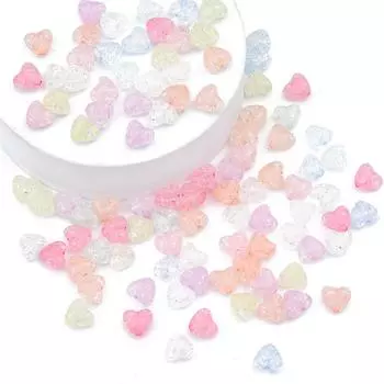 55/70 шт. пластиковые акриловые бусины в форме сердца, модные свободные бусины-разделители для изготовления ювелирных изделий, сделай сам, шпилька, серьги, ожерелье, ручная работа 10x9mm 70pcs белый