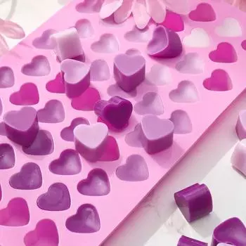 55 отверстий Сердце Силиконовая форма для свечи Ароматизированная свеча Любовь Смола Форма 3D Свечи Изготовление Романтический домашний декор Ручная работа Подарки на свадьбу A