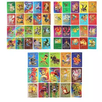 55 шт. (11 редких GX + 15В-макс + 14В + 7 Пикчу CosPlay + 4 базовых + 2 редких + 2 загадочных FD) Наборы золотых карт TCG для подарков, коллекций и фанатов One Size