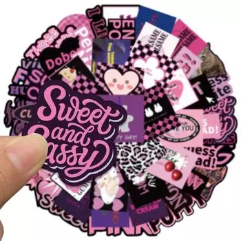 55 шт., черные, фиолетовые наклейки с сердечками для девочек, наклейки с английским медведем, игрушки «сделай сам», детский чемодан, чемодан для скейтборда, наклейка на гитару, наклейка с граффити 55Pcs
