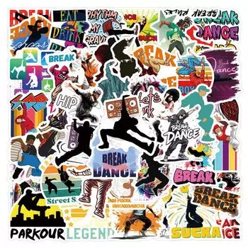 55 шт. граффити-наклеек для украшения ноутбука, наклейки для багажа One Size чёрный