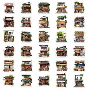 55 шт., мультяшная наклейка, уличный круглосуточный магазин, наклейка в стиле ретро для телефона, ноутбука, скрапбукинга, скейтборда 1 Set