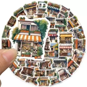 55 шт., мультяшная наклейка, уличный круглосуточный магазин, наклейка в стиле ретро для телефона, ноутбука, скрапбукинга, скейтборда 1 Set