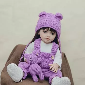 55 см 22 дюйма Реалистичная кукла-младенец Reborn Girl Мягкая силиконовая кукла с длинными каштановыми волосами Реалистичная принцесса Малышка Bebe Подарок на день рождения Blond hair