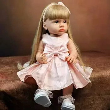55 см/22 дюйма Реалистичные куклы-младенцы Reborn Baby Dolls Полное тело Силикон Винил Милые Золотые Длинные Младенцы Кукла Подарочные Игрушки на День Рождения, Рождество, Пасху 22 inch about 55 cm