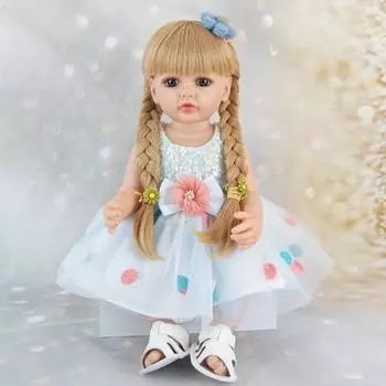 55 см имитация куклы младенца мягкая кукла перерождения милая девочка игрушка принцесса подарок кукла реалистичные куклы реборн 22 дюйма подарок на день рождения девочки Full set (doll+clothes)