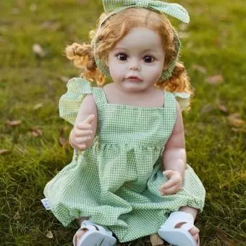 55 см имитация перерождения куклы полностью клеевая пересадка волос кукла реборн блондинка игрушка детская кукла подарок зелёный
