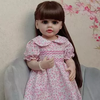 55 см красивая кукла реборн полностью силиконовая кукла милая реалистичная маленькая девочка для сопровождения модная кукла подарок Bjd кукла