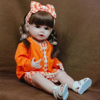 55 см кукла для девочек Baby Reborn, цельное силиконовое тело, Реалистичная кукла принцессы для новорожденных, настоящая сенсорная водонепроницаемая игрушка для детей, подарки