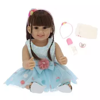 55 см кукла-реборн девочка модная синяя юбка реалистичная кукла малыша детская игрушка подарок