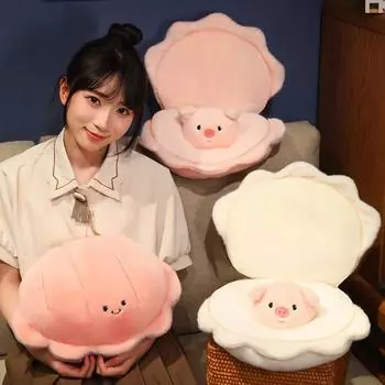 55 см Милая плюшевая игрушка свинья жемчужная свинья мягкие игрушки свиньи ракушка с молнией куклы мягкие забавные подарки плюшевые игрушки подарок детям на день рождения 35X55cm розовый