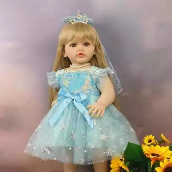 55 см полностью виниловое тело имитация куклы реборн Бетти милая принцесса девочка кукла с длинными волосами коричневого золотого цвета на выбор милые куклы реборн для детей 55cm коричневый