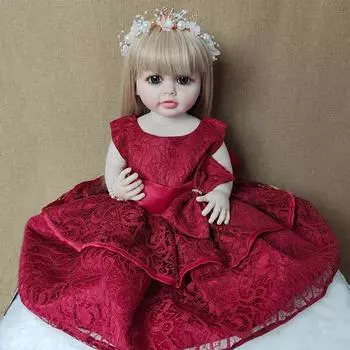 55 см, полностью виниловое тело, водонепроницаемая кукла реборн для девочек, куклы Betty Boneca, игрушка, красное платье для детей, Playmate, рождественский свадебный подарок