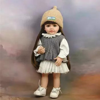 55 см силиконовые куклы для малышей Betty Reborn на все тело, прямые ножки, куклы для новорожденных с длинными волосами, реалистичные Bebe Reborn Boneca Menina Presente full silicone girl